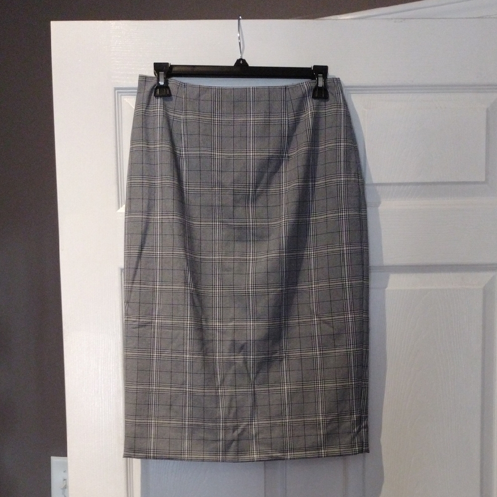 ANTONIO MELANI Gray Checkered Pencil Skirt